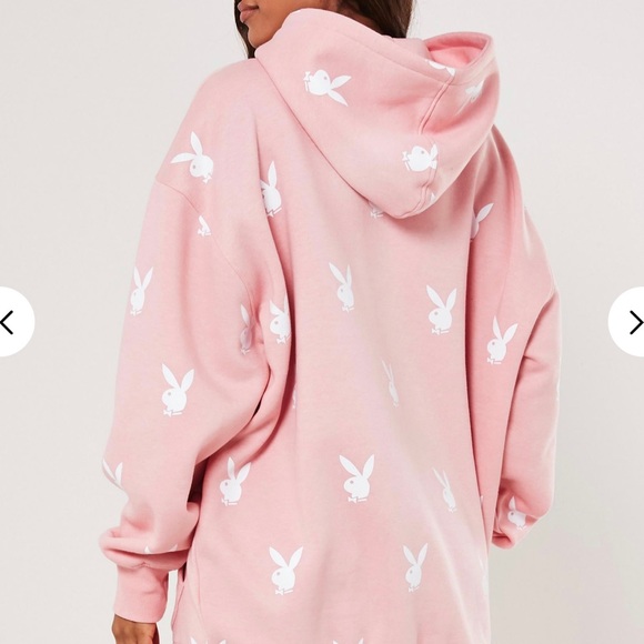 Playboy Tall Pink Bunny Hoodie Dress - Picture 4 of 9
